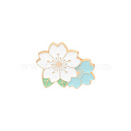 Creative Zinc Alloy Brooches, Enamel Lapel Pin, with Iron Butterfly Clutches or Rubber Clutches, Flower, Golden, White, 23.5x27mm, Pin: 1mm(JEWB-S010-017A)