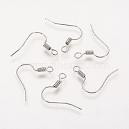 Brass Earring Hooks, Ear Wire, with Horizontal Loop, Nickel Free, Platinum, 17mm, Hole: 1.5mm, 21 Gauge, Pin: 0.7mm(KK-Q363-P-NF)