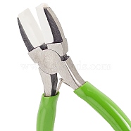 45# Carbon Steel Jewelry Pliers, Nylon Jaw Pliers, Flat Nose Pliers, Polishing, Lime Green, 13.5x7.9x1cm, 1pc/set(PT-SC0001-53)