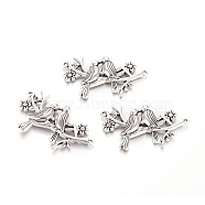 Tibetan Style Alloy Links connectors, Bird, Antique Silver, 31x54x5.5mm, Hole: 1.6mm(TIBE-L005-015AS)