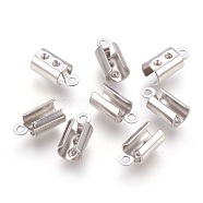 Tarnish Resistant 304 Stainless Steel Folding Crimp Ends, Fold Over Crimp Cord Ends, Stainless Steel Color, 10.5x5.5x4.5mm, Hole: 1.2mm, Inner Diameter: 4~4.5mm(X-STAS-P207-03P-A)