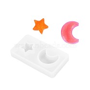 Silicone Molds, Resin Casting Molds, For UV Resin, Epoxy Resin Jewelry Making, Star & Moon, White, 73x36x10.5mm, Inner size: 17~29mm(DIY-L005-05)