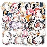50Pcs PVC Self Adhesive Moon Cartoon Stickers, Waterproof Floral Decals for Laptop, Bottle, Luggage Decor, Mixed Color, 46.5~62x38.5~61x0.2mm(STIC-B001-01)