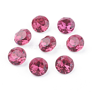 Pointed Back & Back Plated K9 Glass Rhinestone Cabochons, Grade A, Faceted, Flat Round, Fuchsia, 10x5mm(RGLA-J012-10mm-502)