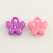 Opaque Acrylic Butterfly Charms, Mixed Color, 16x16x4mm, Hole: 3mm, about 900pcs/500g(SACR-Q099-M77)