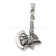 316 Surgical Stainless Steel Big Pendants, Axe Charm, Antique Silver, 57x33.5x7mm, Hole: 4mm(STAS-Z073-68AS-01)