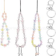3Pcs 3 Style Transparent Acrylic Beads and Glass Seed Beads Mobile Strap, with Alloy Keychain Clasp Findings and Nylon Thread, Mixed Color, 20~24.5cm(KEYC-OC0001-18)