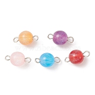 Resin Imitation Cat Eye Connector Charms, with Platinum Plated Brass Double Loops, Round Links, Mixed Color, 14.5~15x8mm, Hole: 2mm(PALLOY-JF02178-02)