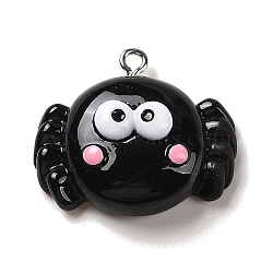 Opaque Resin Pendants, Halloween Charms with Platinum Tone Alloy Loops, Black, Crab, 27x23x10mm, Hole: 1.5mm(RESI-K020-04F)