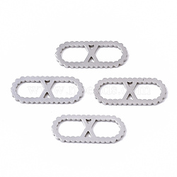 201 Stainless Steel Links Connectors, Laser Cut, Oval with Letter, Stainless Steel Color, Letter.X, 15x6x1mm, Hole: 4x5~7mm(STAS-N091-41X)