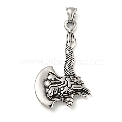 316 Surgical Stainless Steel Big Pendants, Axe Charm, Antique Silver, 57x33.5x7mm, Hole: 4mm(STAS-Z073-68AS-01)