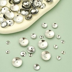 400Pcs 4 Styles Iron Bead Cones, Disc, Platinum, 4~10x1~1.8mm, Hole: 1mm, 100pcs/style(IFIN-YW0003-30)