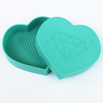 PP Diamond Tray, Diamond Picture Tools, Heart, Medium Turquoise, 90x85x28mm