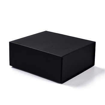 Foldable Cardboard Box, Flip Cover Box, Magnetic Gift Box, Rectangle, Black, 20x18x8.1cm
