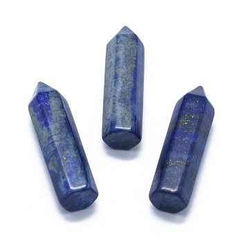 Natural Lapis Lazuli Pointed Beads, Healing Stones, Reiki Energy Balancing Meditation Therapy Wand, No Hole/Undrilled, Dyed, For Wire Wrapped Pendant Making, Bullet, 36.5~40x10~11mm