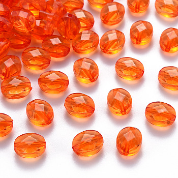 Transparent Acrylic Beads, Oval, Orange, 10x8x5.5mm, Hole: 1.5mm, about 1550pcs/500g