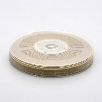 Polyester Velvet Ribbon for Gift Packing and Festival Decoration, Tan, 3/8 inch(10mm), about 50yards/roll(45.72m/roll)