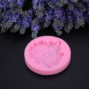 Food Grade Silicone Molds, Fondant Molds, For DIY Cake Decoration, Chocolate, Candy, UV Resin & Epoxy Resin Jewelry Making, Bowknot, Pink, 102x15mm