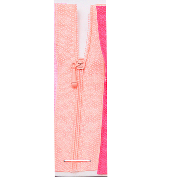 Nylon Garment Accessories, Zip-fastener Component Sets, Nylon Zipper & Alloy Zipper Puller, Pink, 90~96x27x1mm
