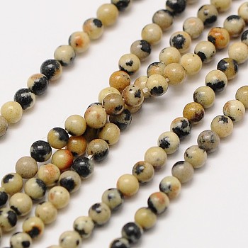 Natural Gemstone Dalmatian Jasper Round Beads Strands, 2mm, Hole: 0.8mm, about 184pcs/strand, 16 inch