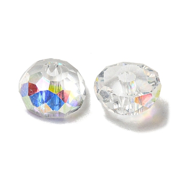 Electroplate Glass Beads, Faceted, Half Round, Clear, 5.5x3mm, Hole: 1.4mm, 100pcs/bag