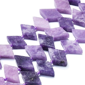 Natural Lepidolite Beads Strands, Rhombus, 18x10~11x5mm, Hole: 1.5mm, about 21pcs/strand, 17.32''(44cm)