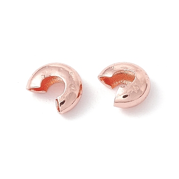 Brass Crimp Beads Covers, Cadmium Free & Lead Free, Rose Gold, 4x3.5x2mm, Hole: 2mm