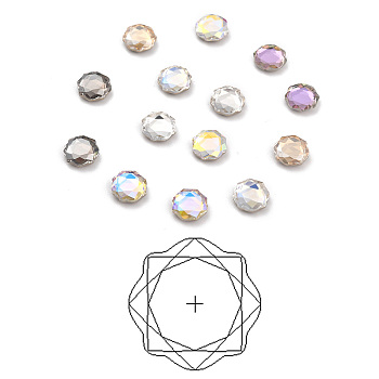 K9 Faceted Glass Rhinestone Cabochons, Flat Back & Back Plated, Flat Round, Mixed Color, 8x8x3mm