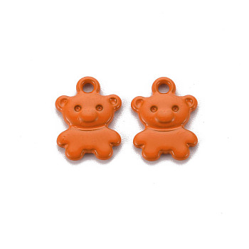 Spray Painted Alloy Charms, Cadmium Free & Lead Free, Bear, Chocolate, 14x10x2mm, Hole: 1.6mm