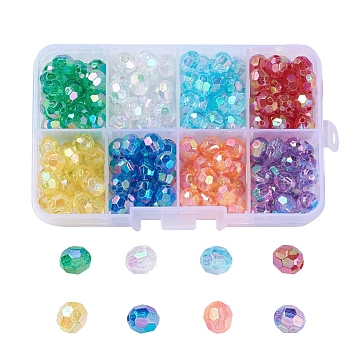 Eco-Friendly Transparent Acrylic Beads, Faceted, Round, AB Color, Mixed ...