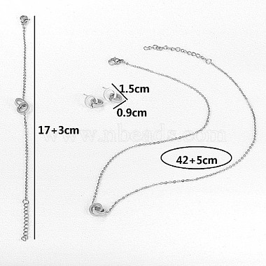 Stainless Steel Double Interlocking Ring Jewelry Set(JG9167-1)-4