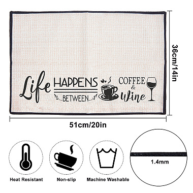 Posavasos de algodón y lino con tema de café.(AJEW-WH0201-015)-2