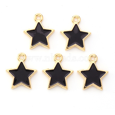 Light Gold Black Star Alloy+Enamel Pendants