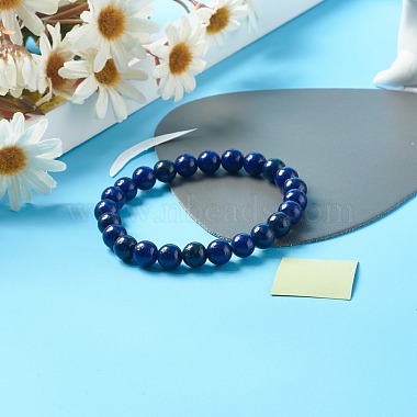Natural Lapis Lazuli(Dyed) Stretch Bracelets Set for Girl Women(BJEW-JB06805-02)-5