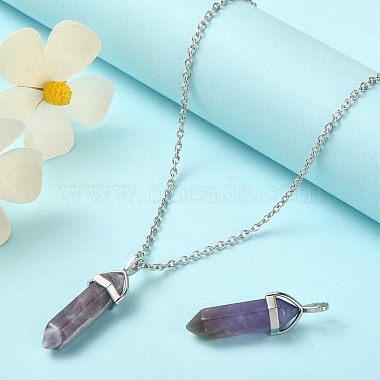 2Pcs Natural Amethyst Double Terminated Pointed Pendants(G-YW0002-05B)-6
