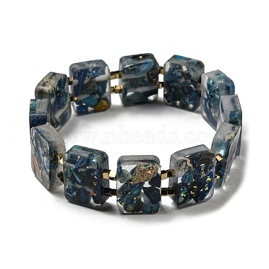 Dyed Natural Imperial Jasper with Resin Beaded Stretch Bracelets(BJEW-G698-01A-07)-2