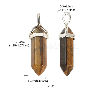 2Pcs Natural Tiger Eye Double Terminated Pointed Pendants(G-YW0002-05A)-5