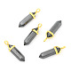 Natural Black Stone Bullet Double Terminated Pointed Pendants(G-G902-B27)-1