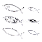 9Pcs Acrylic Jesus Fish Waterproof Car Stickers, with ABS Plastic, Self-Adhesive Stickers, for Vehicle Decoration, Mixed Color, 16~46x49.5~140x3.6~6mm(DIY-FH0007-76)