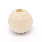 Natural Wood Beads, Half Drilled, Large Hole Beads, Undyed, Round, BurlyWood, 20x18.5mm, Hole: 6mm(WOOD-WH0024-02B)