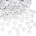 1071Pcs 150G Ornament Accessories PET Paillette/Sequins Pendants, Flat Round, Silver, 25x0.1mm, Hole: 1.4mm(PVC-CY0001-07A)