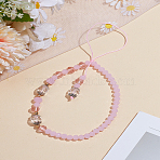 1Pc Acrylic & Glass Beads Mobile Strap, Rondelle, Faceted, Pink, 190mm(HJEW-LP0001-49)
