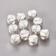 Zinc Alloy European Beads, Cadmium Free & Lead Free, Peace Sign, Silver Color Plated, Size: about 9.5mm in diameter, 6mm thick, hole: 4.5mm(PALLOY-C004-S)