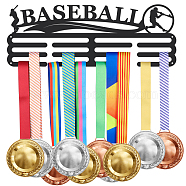 Fashion Iron Medal Hanger Holder Display Wall Rack, with Screws, 3 Line, Baseball Pattern, 150x400mm(ODIS-WH0021-190)