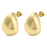 Rack Plating Brass Teardrop Stud Earrings, Long-Lasting Plated, Cadmium Free & Lead Free, Real 18K Gold Plated, 17x12.5mm(EJEW-P242-03G)