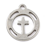 Non-Tarnish 304 Stainless Steel Charms, Laser Cut, Stainless Steel Color, Cross, 11.5x10x1mm, Hole: 1.2mm(STAS-Z076-01P-01)