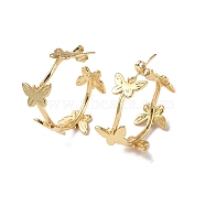 Brass Butterfly Wrap Stud Earrings, Half Hoop Earrings for Women, Real 18K Gold Plated, 26x26x11mm, Pin: 0.8mm(EJEW-P214-11G)