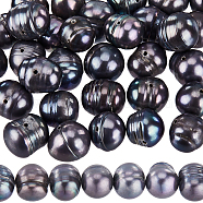 1 Strand Natural Cultured Freshwater Pearl Beads Strands, Dyed, Round, Camel, 7.5~10x6~12mm, Hole: 0.6mm, about 43~48pcs/strand, 14.57~15.35 inch(37~39cm)(PEAR-SC0001-18)