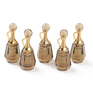 Faceted Natural Smoky Quartz Pendants, Openable Perfume Bottle, with Golden Tone Brass Findings, 41~43x16~17x15~16mm, Hole: 10mm, capacity: 1ml(0.03 fl. oz)(G-H252-A05)