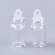Glass Bottle Pendant Decoration, Wishing Bottle, with Plastic Plug, Clear, 24.5x10mm, Hole: 2mm, Capacity: 1ml(0.03 fl. oz)(X-CON-T001-001)